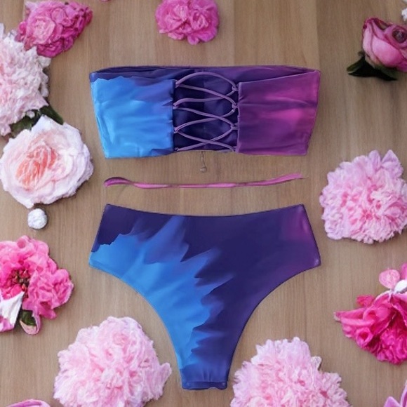 🌈🍯NWT - PINE Boutique 🏄‍♂️ Sexy Little Blue Moon Swim Suit - Picture 8 of 9